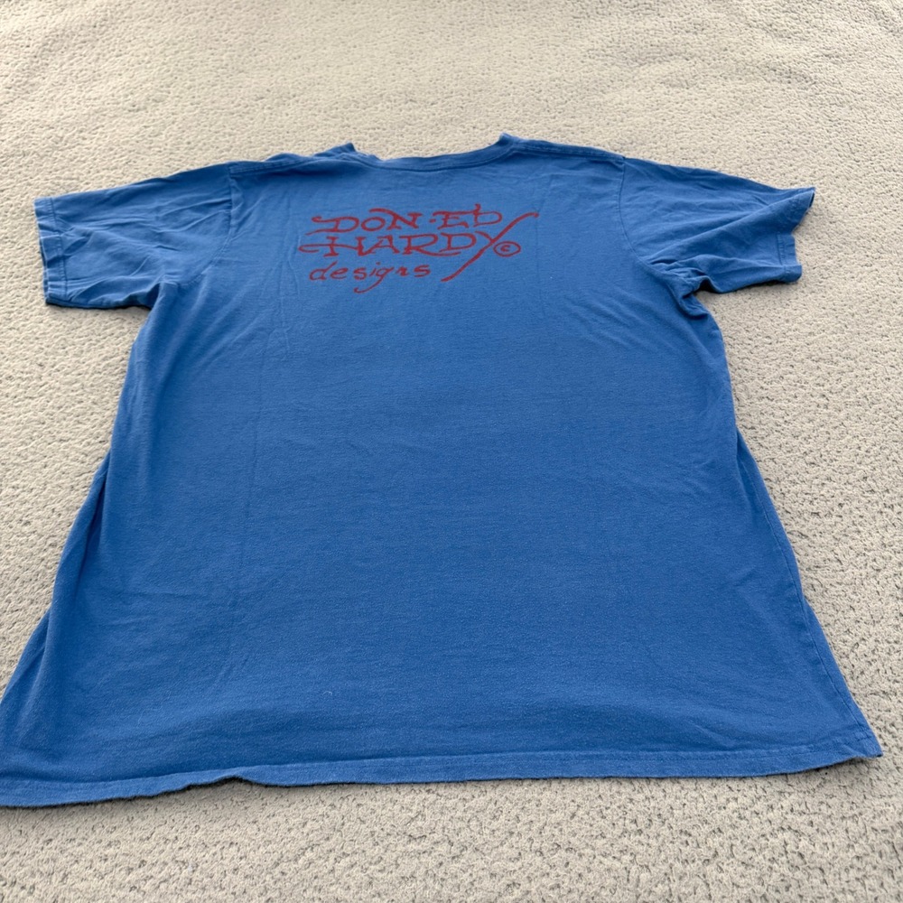 Ed Hardy Christian Audigier T-Shirt Mens XL Blue Tiger Tattoo Graphic - Picture 2 of 11